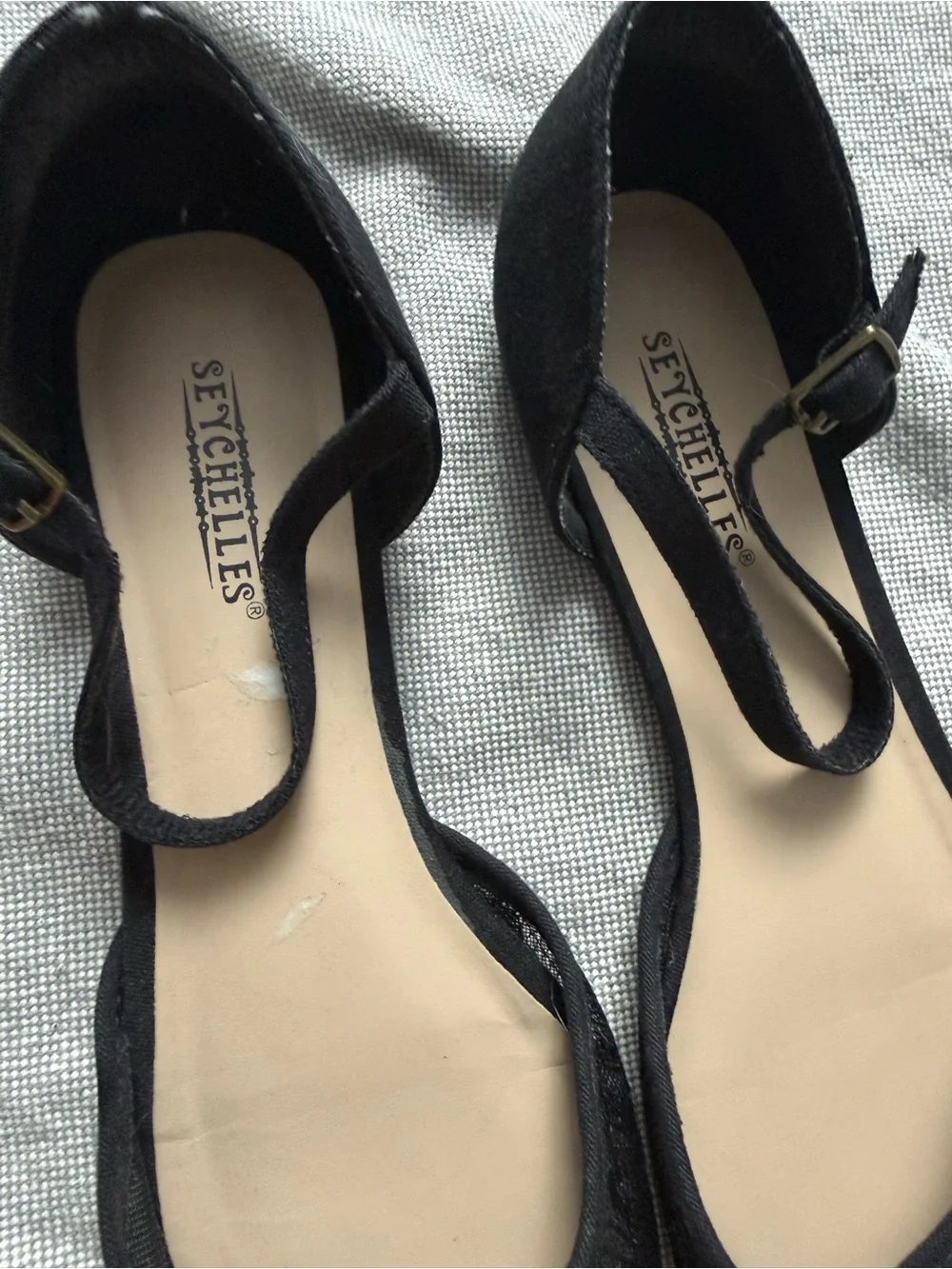 Seychelles Black Lace Pointed D'Orsay Flats with Ankle Strap